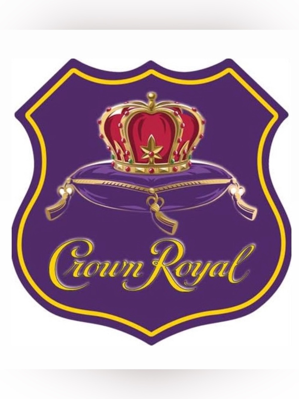 Purple & Gold Crown Royal Shield Sign Metal Decor